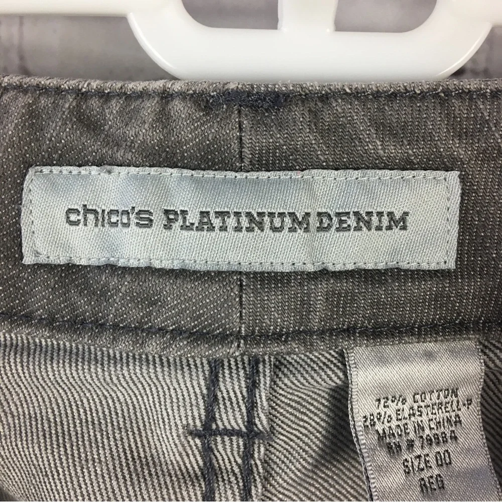 Chico’s Platinum Denim Gray Bootcut Jeans Ultimate Fit Size 00 / US 2 - Picture 12 of 13
